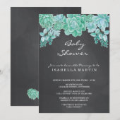 Succulenten Chalkboard Baby shower - Genderneutraa Kaart (Voorkant / Achterkant)