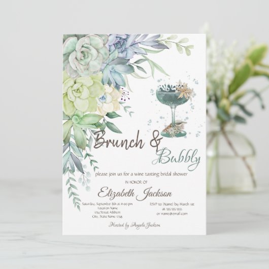 Succulenten Cocktail Brunch & Bubbly Kaart (Staand voorkant)