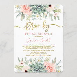 Succulenten Drive-by Bruiloftsfeest Kaart