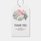 Succulenten Elegant Bloemen Roze Bruiloft Cadeaulabel (Voorkant)