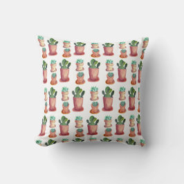Succulenten en cacti op witte achtergrond kussen