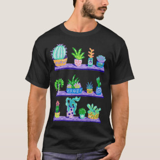 Succulenten en groene Cactus op een schelp T-shirt