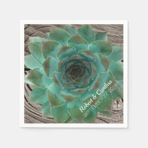 Succulenten en houten papier bruiloft servetten