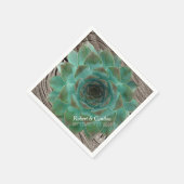 Succulenten en houten papier bruiloft servetten (Hoek)