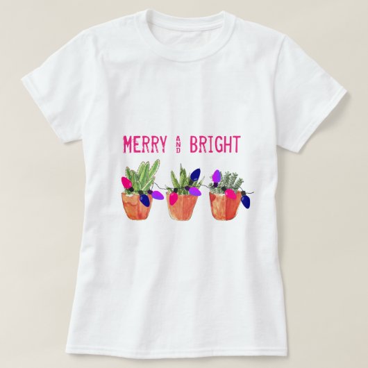 Succulenten en kerstlampjes T-shirt (Design voorkant)