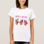 Succulenten en kerstlampjes T-shirt (Voorkant)