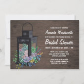 Succulenten en lantaarn bruids douche uitnodiginge kaart (Voorkant)