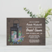 Succulenten en lantaarn bruids douche uitnodiginge kaart (Staand voorkant)