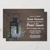 Succulenten en lantaarn bruids douche uitnodiginge kaart (Voorkant / Achterkant)