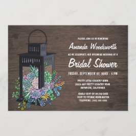 Succulenten en lantaarn bruids douche uitnodiginge kaart