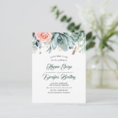 Succulenten en Pink Rose Botanical Save the Date Aankondigingskaart (Staand voorkant)