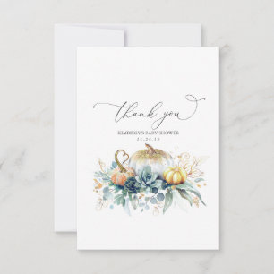 Succulenten en pompoenen Baby shower Dank u wel Bedankkaart
