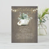 Succulenten en Pompoenen Herfst Rustieke Verjaarda Kaart (Staand voorkant)