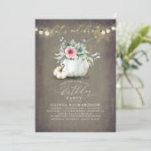 Succulenten en Pompoenen Herfst Rustieke Verjaarda Kaart (Staand voorkant)