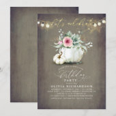 Succulenten en Pompoenen Herfst Rustieke Verjaarda Kaart (Voorkant / Achterkant)