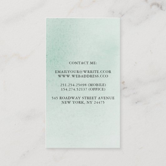 Succulenten en Roos Gold Greenery Elegant Boho Visitekaartje (Achterkant)