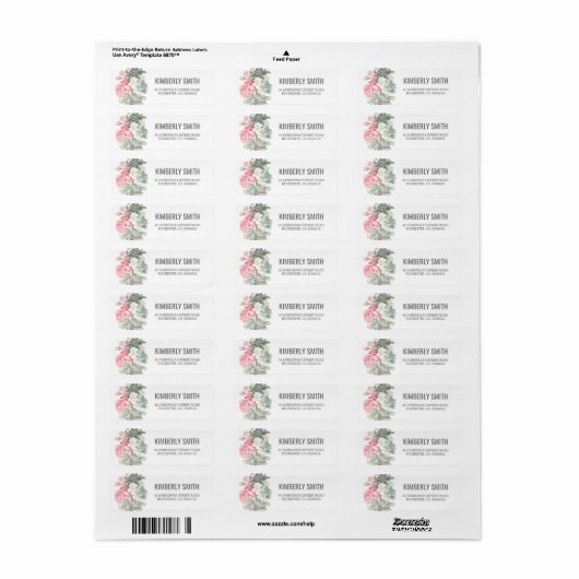 Succulenten en Roze Bloemen Bruiloft Etiket (Full Sheet)