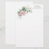 Succulenten en roze bloemen Elegant botanisch Briefpapier (Voorkant / Achterkant)