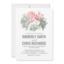 Succulenten en Roze Bloemen Elegante Eenvoudige Br