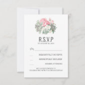 Succulenten en roze bloemetjes bruiloft RSVP kaart (Voorkant)