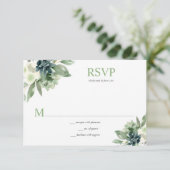 Succulenten en witte bloemen - Spring Green RSVP Kaartje (Staand voorkant)