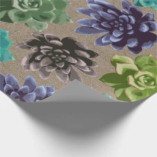 succulenten faux burlap cadeaupapier (Hoek)