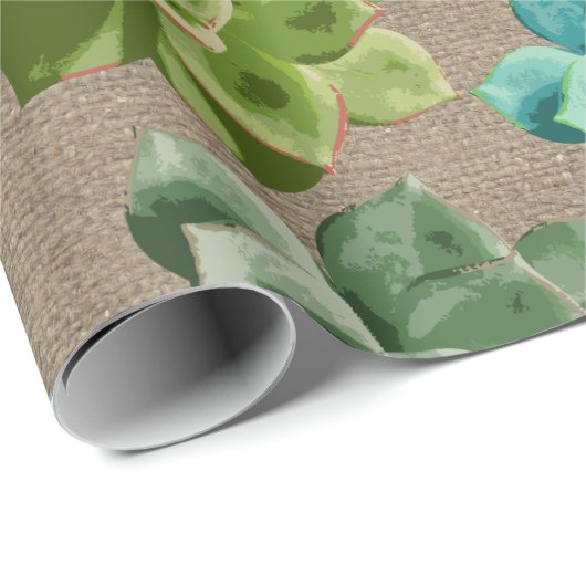 succulenten faux burlap cadeaupapier (Rol Hoek)