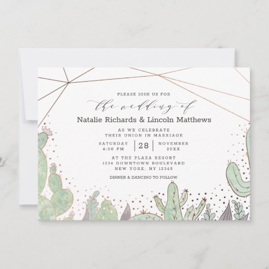 Succulenten Geometrische Terrarium Cactus Bruiloft Kaart (Voorkant)