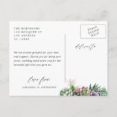 Succulenten Geometrische Trouwfoto Dank Je Briefkaart (Achterkant)