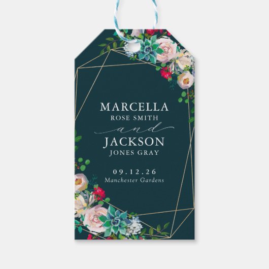 Succulenten & Goud Chique Bruiloft Cadeaulabel (Voorkant)