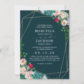 Succulenten & Goud Chique Bruiloft Kaart (Voorkant)