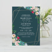 Succulenten & Goud Chique Bruiloft Kaart (Staand voorkant)