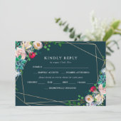 Succulenten & Goud Chique Bruiloft RSVP Kaart (Staand voorkant)