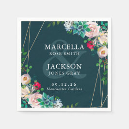 Succulenten & Goud Chique Bruiloft Servet