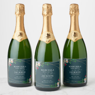 Succulenten & Goud Chique Bruiloft Sparkling Wijnetiket