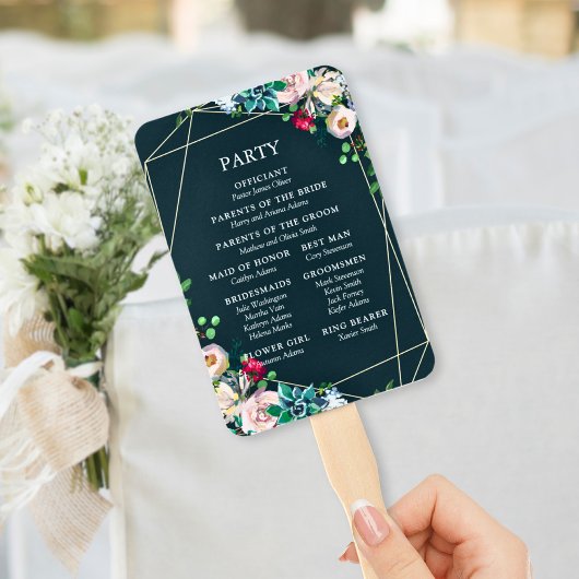 Succulenten & Goud Chique Huwelijksprogramma Handwaaier