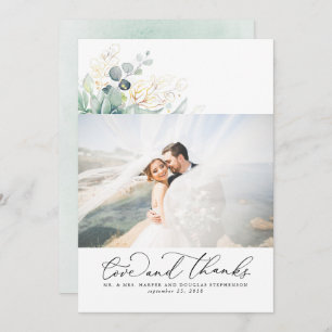 Succulenten Goud Groen Elegant Bruiloft Dank u Bedankkaart