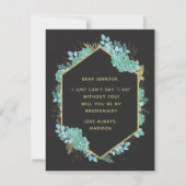 Succulenten Goud Lijst zal je mijn bruidsmeisje zi Kaart (Achterkant)