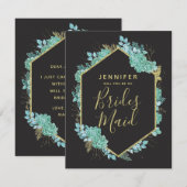 Succulenten Goud Lijst zal je mijn bruidsmeisje zi Kaart (Voorkant / Achterkant)