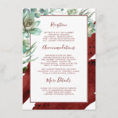 Succulenten Groen Bourgogne Bruiloft Informatie Informatiekaartje (Voorkant)