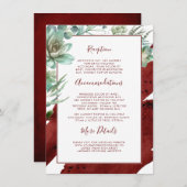 Succulenten Groen Bourgogne Bruiloft Informatie Informatiekaartje (Voorkant / Achterkant)