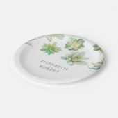 Succulenten groen bruiloft papieren bordje (Gekanteld)
