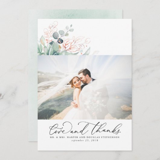 Succulenten groen elegante trouw dank je bedankkaart (Voorkant / Achterkant)