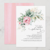 Succulenten groen en roze bloemen Vrijgezellenfees Kaart (Voorkant / Achterkant)