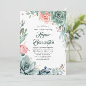 Succulenten Groen en Roze Roze Vrijgezellenfeest Kaart (Staand voorkant)