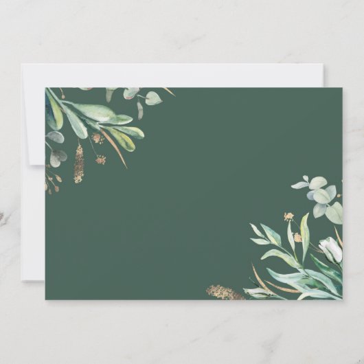 Succulenten groen en witte roos bruiloft foto's bedankkaart (Achterkant)