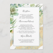 Succulenten groen goud bruiloft informatie informatiekaartje (Voorkant)