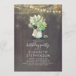 Succulenten Groen Mason Jar Rustieke verjaardag Kaart