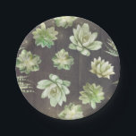 Succulenten groen rustiek hout bruiloft papieren bordje<br><div class="desc">Succulenten groen rustieke bruiloft / feestpapier borden</div>