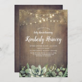 Succulenten Groen Rustiek Land Baby shower Kaart (Voorkant / Achterkant)